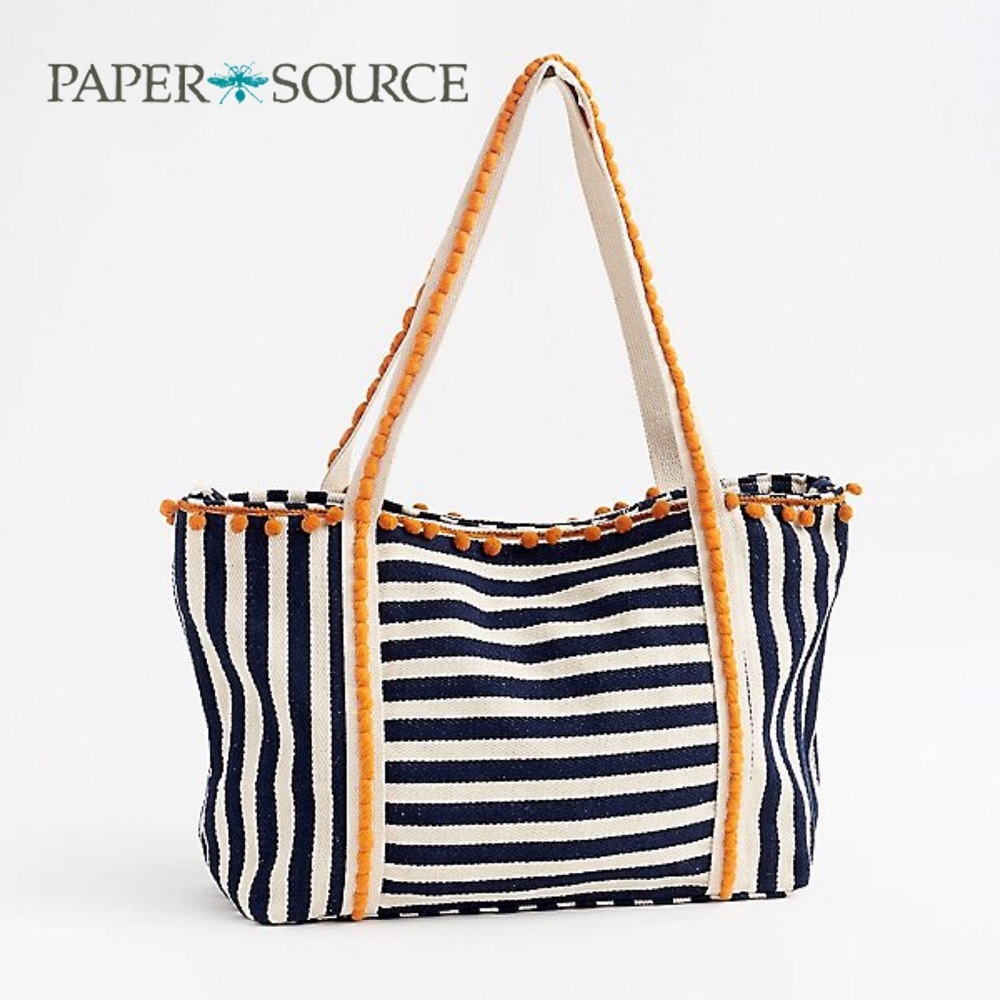 Paper Source Navy Striped Tote Bag